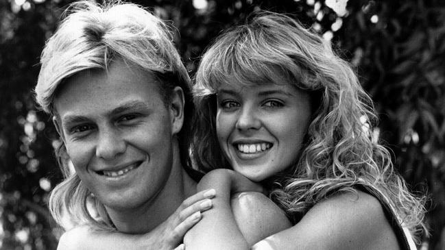 Donovan and Minogue on the set of Neighbours.