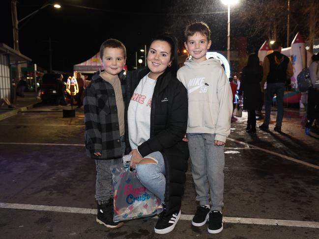 MELBOURNE, AUSTRALIA - JULY 26 2024 River, Shayla and Levi Attend the Gippsland SnowFest held in Warragul. Picture: Brendan Beckett