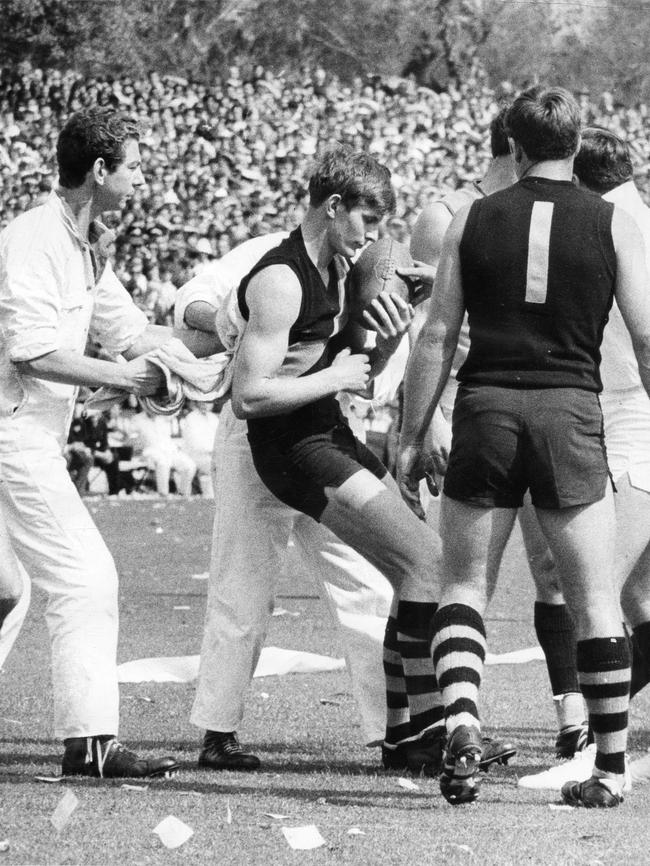 Royce Hart dazed and concussed during the 1969 SANFL grand final.