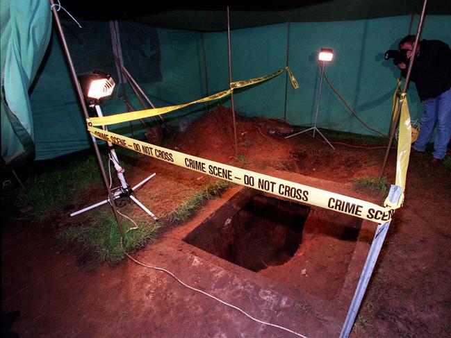 Police began excavating backyards in the search for more bodies. Picture: Leon Mead