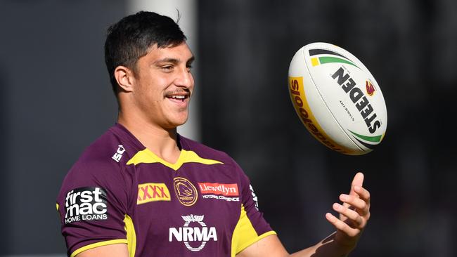 Kotoni Staggs made his NRL debut for the Broncos in 2018. Picture: AAP Image/Darren England