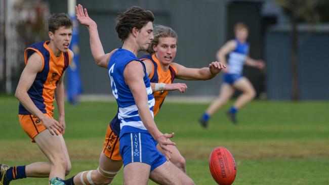 Malachy Carruthers in action for St Peter’s in the round five Messenger Shield clash against St Michael’s. Picture: Brenton Edwards