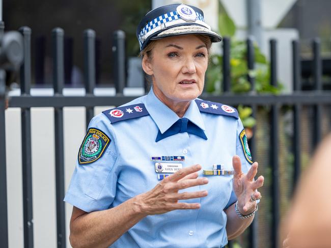 The Daily Telegraph Thursday 30 January 2025Maroubra school graffiti - Karen WebbPolice commissioner Karen Web vists Mount Sinai College on Runic lane Maroubra were anti-semetic graffiti was vandalised last night. Picture Thomas Lisson