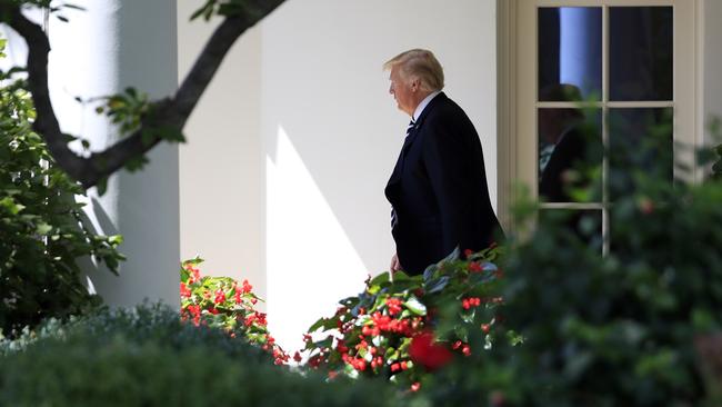 Mr Trump outside the Oval Office. Pic: AP