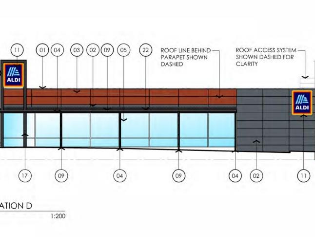 Design plans for Aldi's new Cannonvale store between Shute Harbour Rd and Central Ave. Picture: Documents submitted to Whitsunday Regional Council