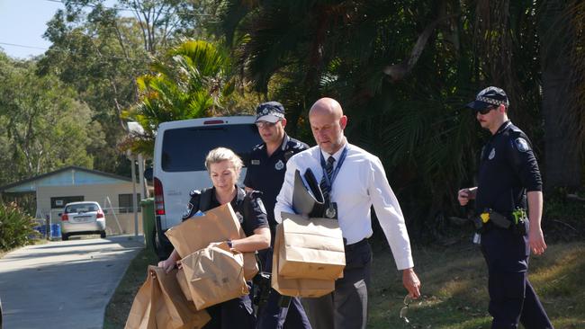 Jarvis Jai Farrier’s home being searched by police on September 5, 2019.