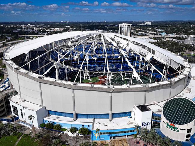 The roof was ripped off Tropicana Field. Picture: AFP