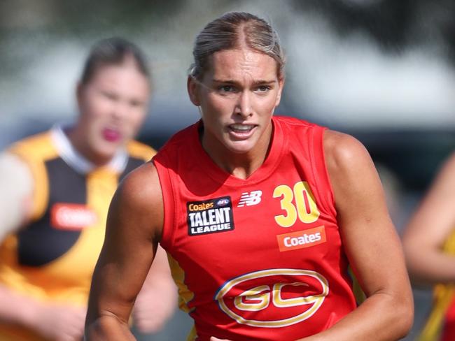 Havana Harris of the Gold Coast Suns U18 women's academy in action during the 2024 Coates Talent League. Picture: Rob Lawson/AFL Photos.