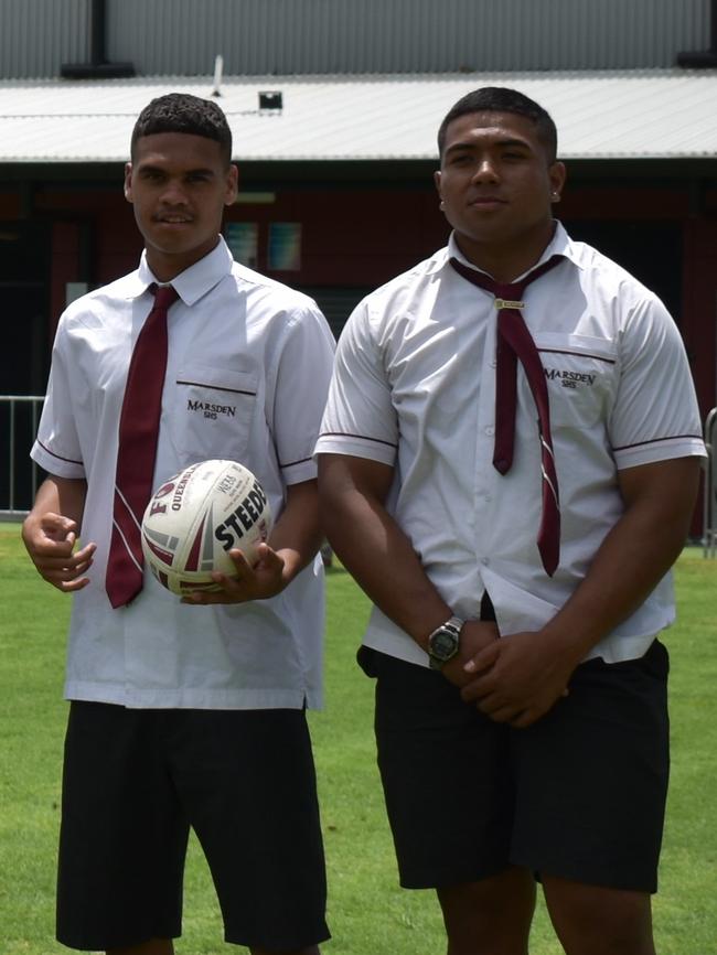 Marsden SHS students Dom Sandow and Sione Fotuaika. PIC: Kimberley Chadburn