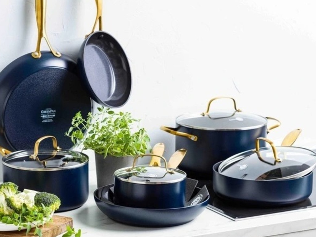 Upgrade your cookware with this non-stick set from GreenPan. Picture: Myer.