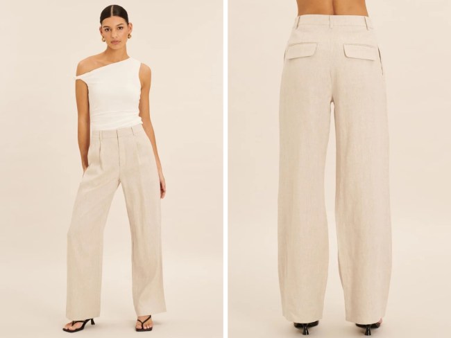 AERE Straight Leg Linen Pants. Picture: THE ICONIC.