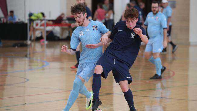 National Futsal Championships 2024 Semi-finals  AWD (Athletes with Disabilities), NSW Thunder (light blue)  v Victoria (Navy). Picture Glenn Hampson