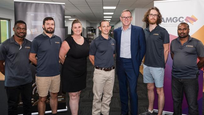 Sam Pattemore and Jen Goennemann with the team from Corrosion Instruments. Picture: Nakita Pollock