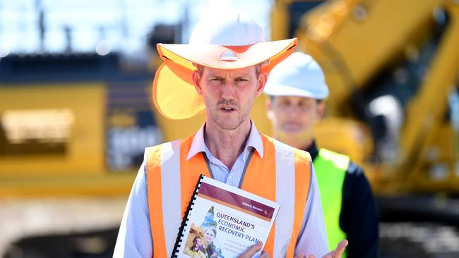 Transport Minister Mark Bailey speaks at a press conference in the Sunshine Coast this week. Picture: NCA NewsWire / Dan Peled