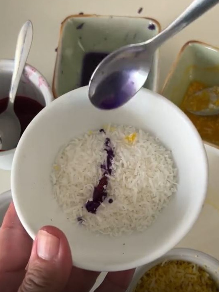 She mixed it with shredded coconut for "sprinkles". Picture: TikTok / @fatimahomran