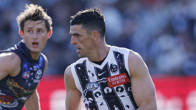 MELBOURNE , AUSTRALIA. May 18, 2024.  AFL round 10Ã  Collingwood vs Adelaide at the MCG   Scott Pendlebury of the Magpies during the 2nd qtr.    . Pic: Michael Klein