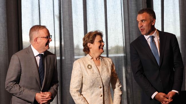 PM Anthony Albanese, Governor Frances Adamson and Premier Peter Malinauskas. Picture: Russell Millard Photography