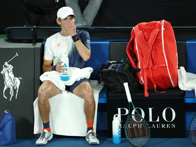 The mental toll of a gruelling campaign seems to have taken a toll on Alex de Minaur. Picture: Mark Stewart