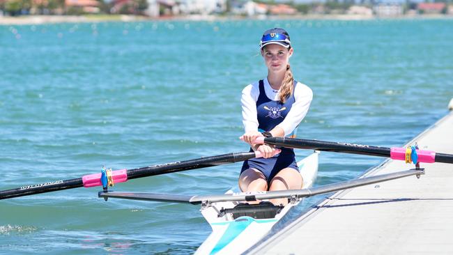 Keen rower Imogen McCullough initially applied for a sporting scholarship at Walford Anglican School for Girls but was later awarded a principal’s scholarship. Picture: Tim Joy