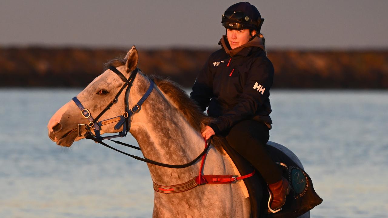 White Marlin at Altona Beach with track rider Tyla Becker aboard. Picture: Vince Caligiuri-Getty Images