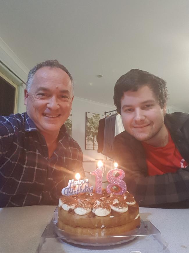 Adrian celebrating his daughter Anna's 18th birthday with his son Sam last year.