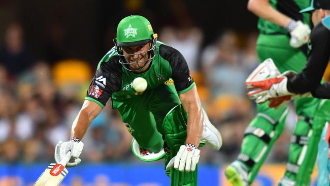 Marcus Stoinis is run out on 99 against Brisbane Heat. Picture: AAP