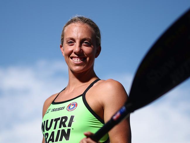 GOLD COAST, AUSTRALIA - FEBRUARY 03: Georgia Miller poses during a media opportunity ahead of the Gold Coast round of the Nutri-Grain IronMan & IronWoman series, at Kurrawa Beach on February 03, 2023 in Gold Coast, Australia. (Photo by Chris Hyde/Getty Images)