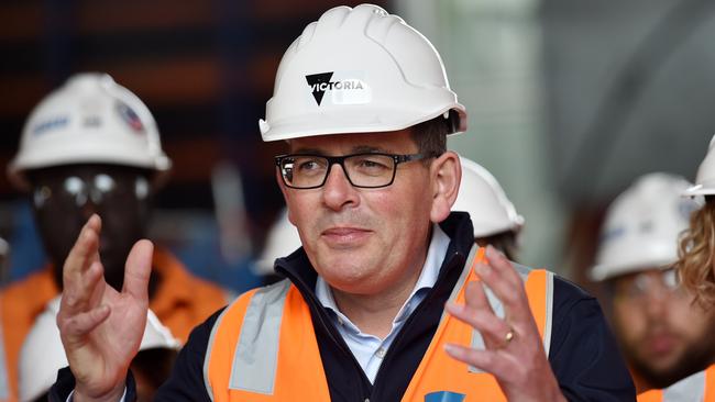 Victorian Premier Daniel Andrews makes an announcement at the Metro Tunnel. Picture: NCA NewsWire / Nicki Connolly