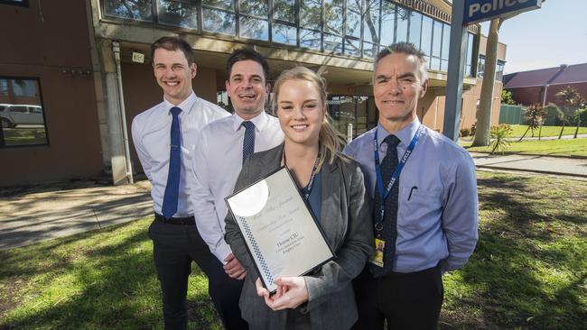 Detectives senior constables Shae Morrison, Dean Hartwell, Hayley Blythe and Senior Sergeant Barry Gipp. Picture: Rob Leeson.