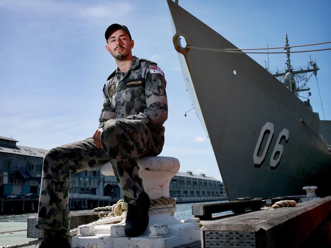 Able Seaman Kyle Harrison lost his brother Brett to suicide one year ago. Kyle is raising money for Movember to raise awareness of the issue of mental health. Picture: Toby Zerna