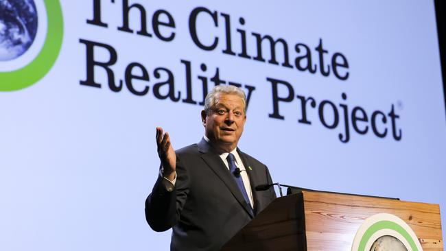 Al Gore speaks in Brisbane in 2019. Picture: Mark Cranitch.