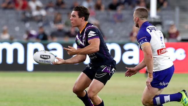 Brodie Croft in action for the Storm against the Bulldogs.