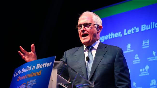 Prime Minister Malcolm Turnbull at the LNP campaign launch in Brisbane. Picture: Liam Kidston