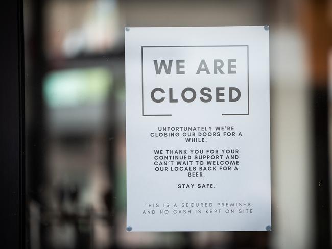 A sign in the window of the New Brighton, Manly. Picture: Julian Andrews.