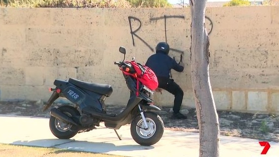 “RIP” has been spray-painted on a wall as a tribute to Mr Smith. Picture: 7News