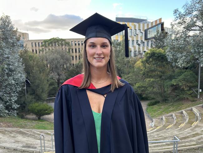 Mia Allanson graduates with a Bachelor of Nursing and Midwifery from La Trobe University on May 14, 2024. Picture: Brittany Busch