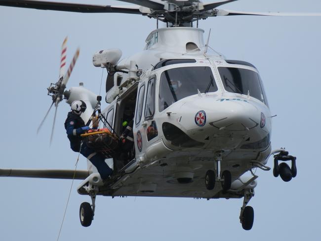 The man was flown to Royal North Shore Hospital. Picture: Richard Noone