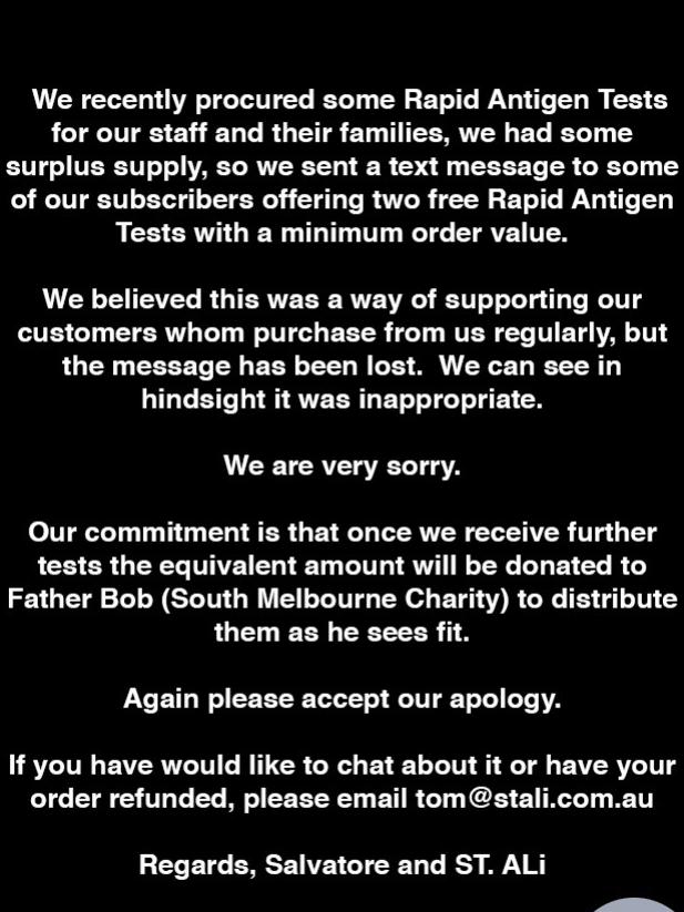 The business then sent an apology.