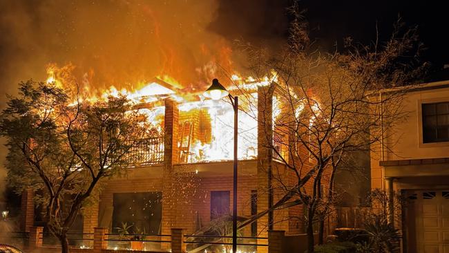 Greenleaf Circuit, Mawson Lakes engulfed in flames. Picture: Supplied