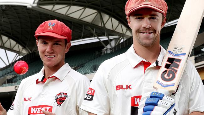 21/10/16 South Australian Redbacks players Adam Zampa, Travis Head and Alex Carey ready for the start of the season. photo Calum Robertson