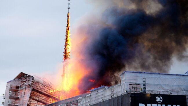 Watch: Spire Collapses as Fire Engulfs Copenhagen’s Old Stock Exchange