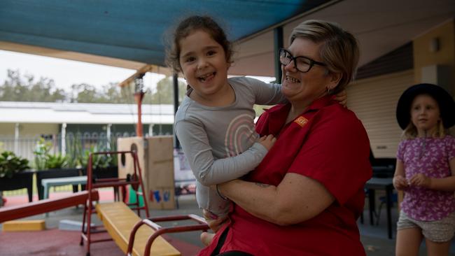 SDN Batemans Bay student Liv, 4, with director Rebecca Lester. Picture: Nathan Schmidt