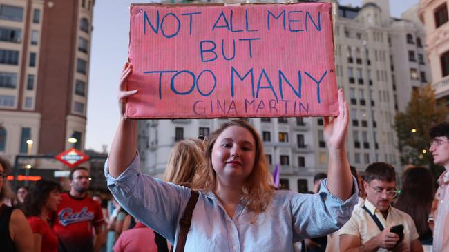 A protesters holds a placard during a demonstration called by feminist associations in support to Spain's player Jenni Hermoso, at Callao square in Madrid on August 28, 2023. Picture: Aldara Zarraoa/Getty Images