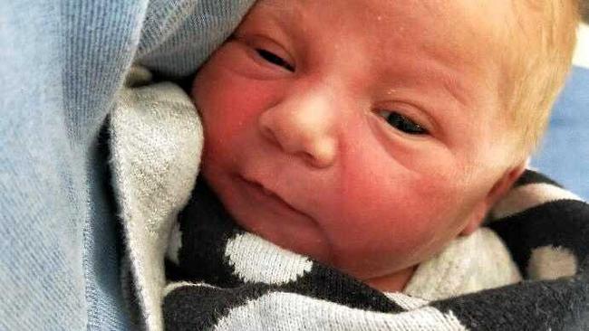 Newborn Andrew Robert-Dean Martin was born on May 1 at 10.02am in the back of the ambulance between Zilzie and Rockhampton. Picture: Contributed