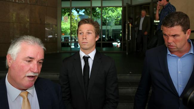 GWS’ Toby Greene at the Melbourne Magistrates Court following a pub brawl in 2014. Picture: Mark Stewart