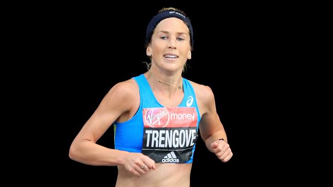 Jess Trengove of Australia competes during the Virgin Money London Marathon. 