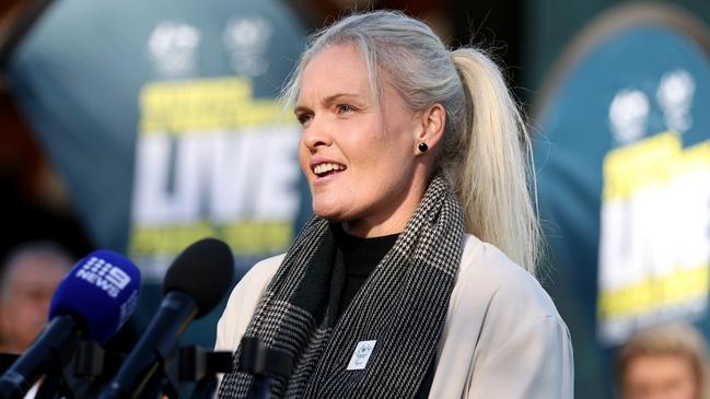 SYDNEY, AUSTRALIA - MAY 23:  Paralympics Australia CEO Catherine Clark speaks to the media during the Olympics & Paralympics LIVE Official Launch at Tumbalong Park on May 23, 2024 in Sydney, Australia. (Photo by Matt King/Getty Images for the AOC)