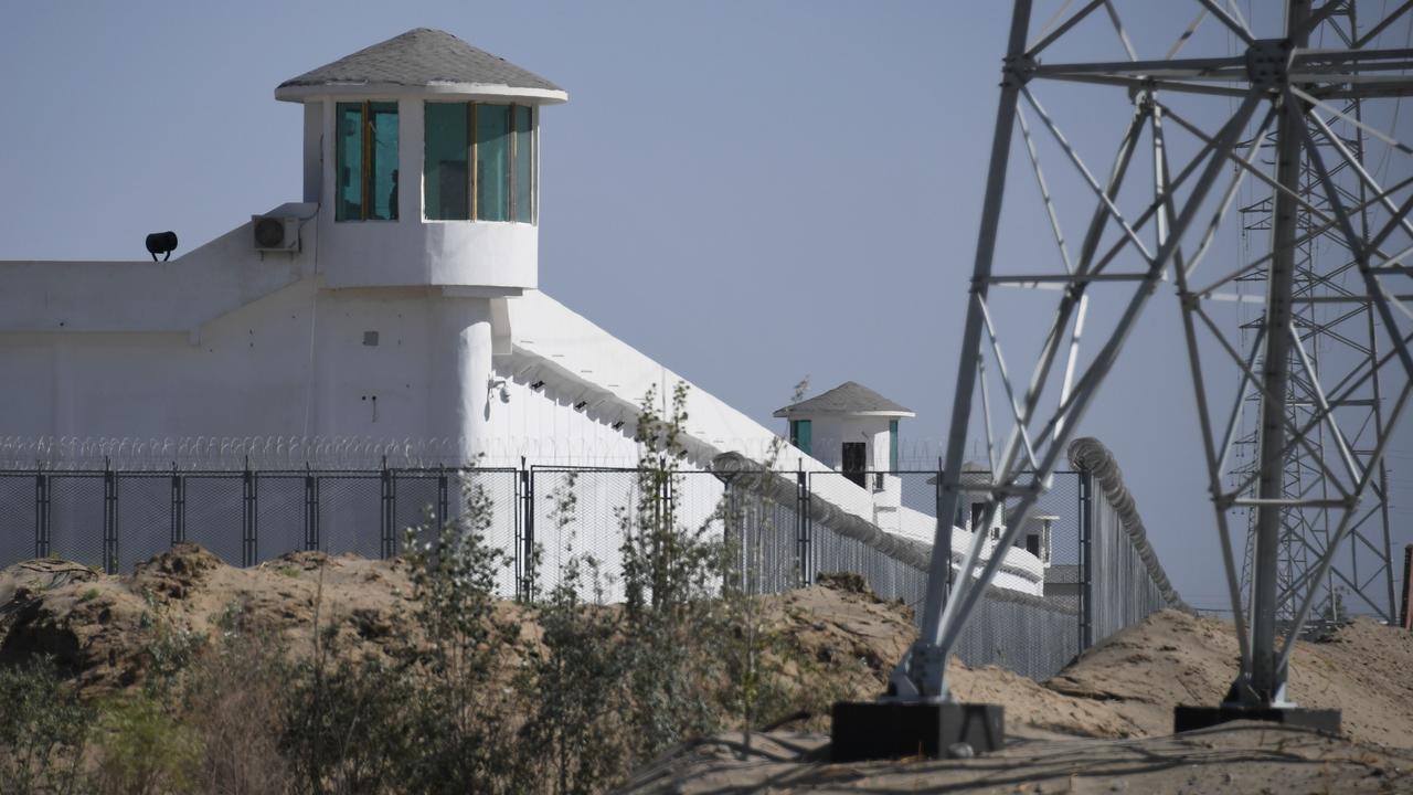 Watchtowers on a high-security facility near what is believed to be a re-education camp on the outskirts of Hotan in China's northwestern Xinjiang region. Picture: AFP