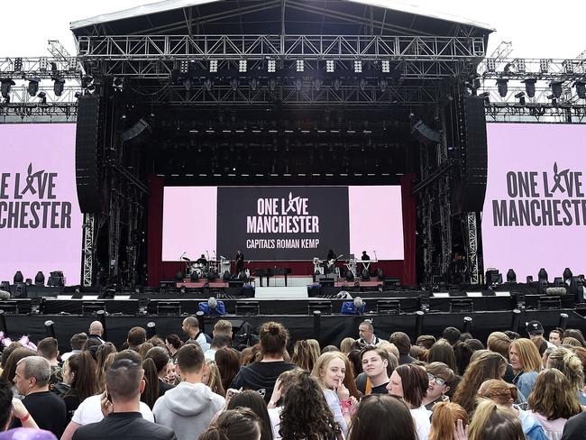 A view of the stage at the One Love Manchester tribute concert. Picture: Kevin Mazur via AP