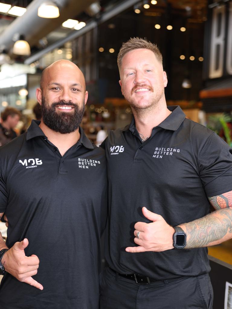 Ash Harawira Naera and James Small at the M.O.B Academy Charity Lunch Edgewater Dinner and Lounge Capri on Via Roma for Gold Coast at Large. Picture, Portia Large.